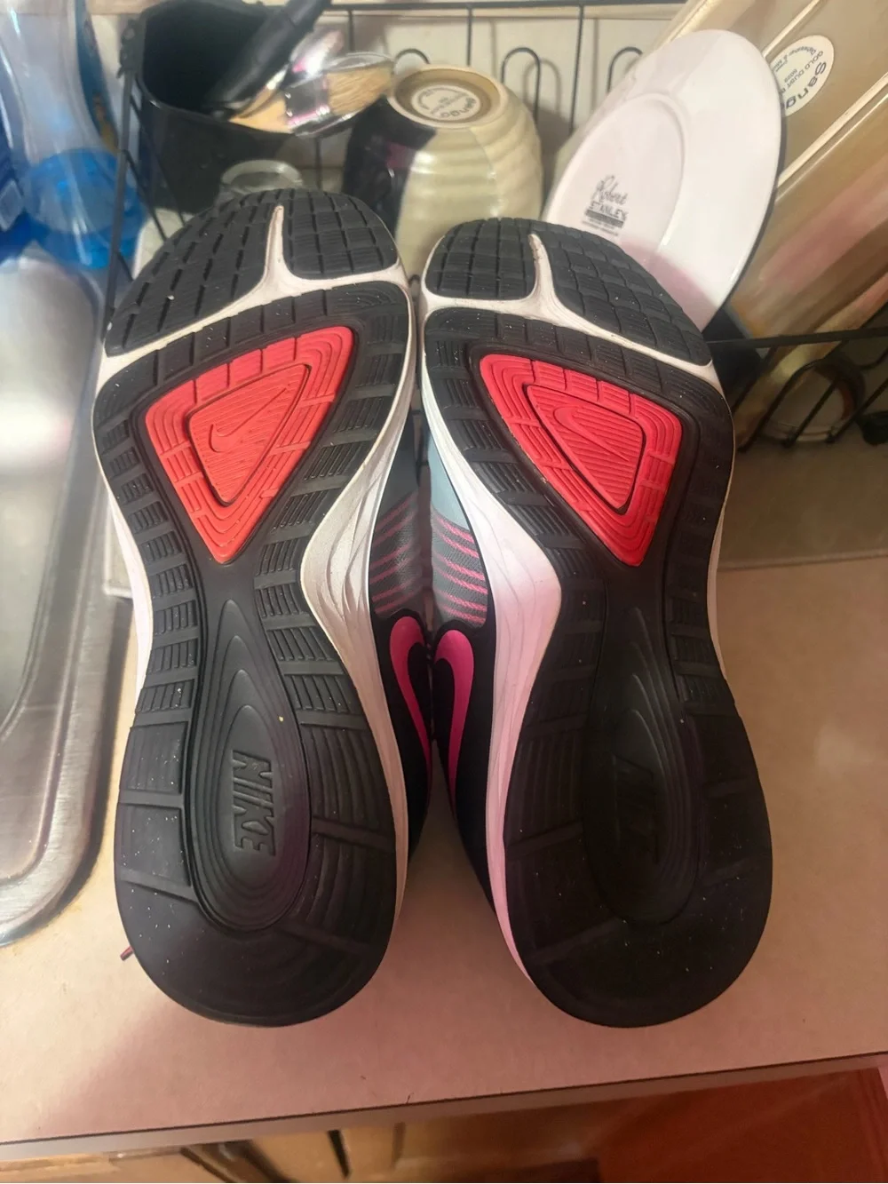 Nike Women's Gray and Pink Training Sneakers